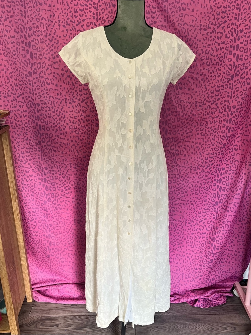 Cream Button-Front Dress